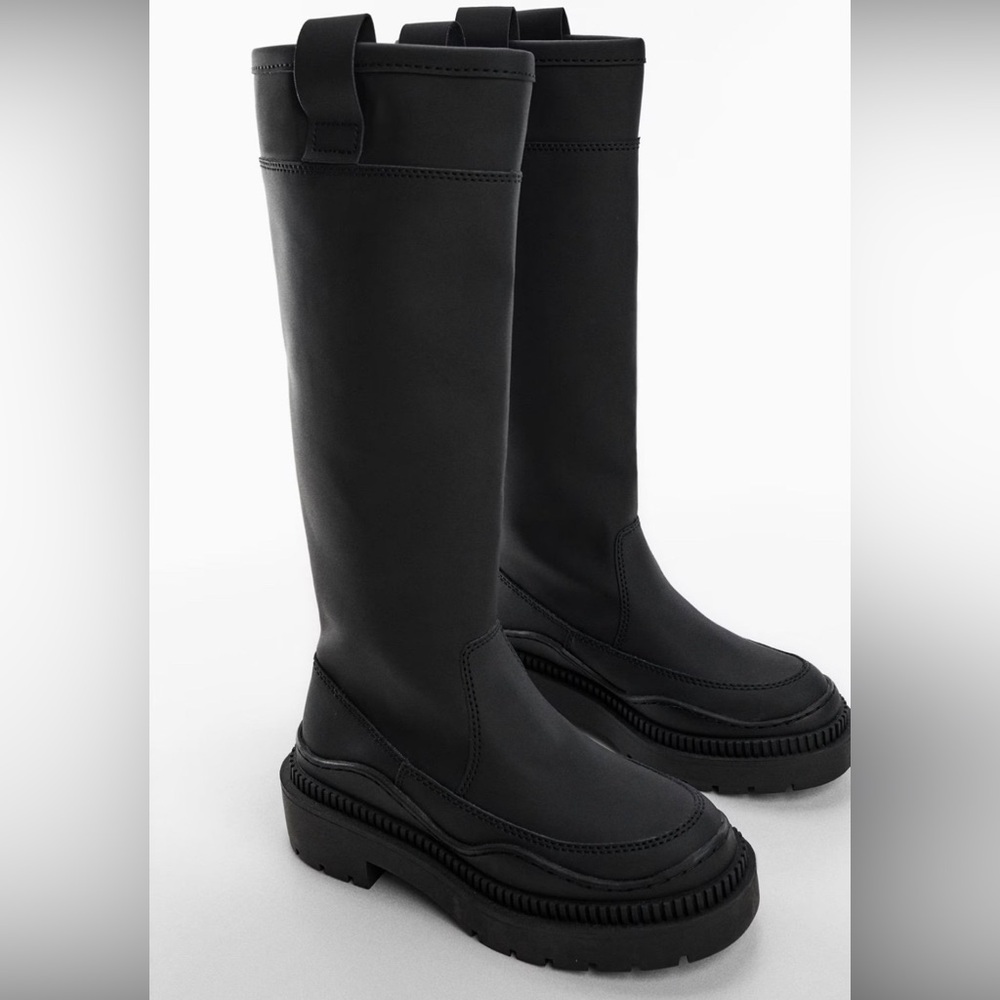 Mango Black Ankle Boots with Modern Design